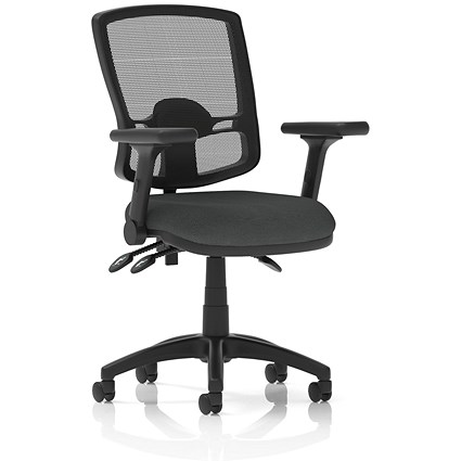 Eclipse Plus III Deluxe Mesh Back Lever Task Operator Chair, Folding Arms, Quest Mussel