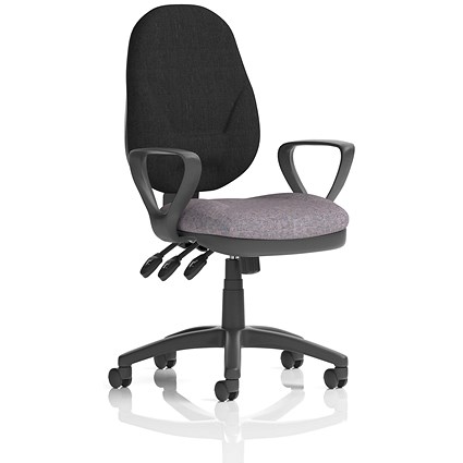 Eclipse Plus XL Black Back Lever Task Operator Chair, Fixed Height Arms, Rivet Forge