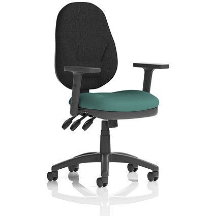 Eclipse Plus XL Black Back Lever Task Operator Chair, Height Adjustable Arms, Quest Kelp