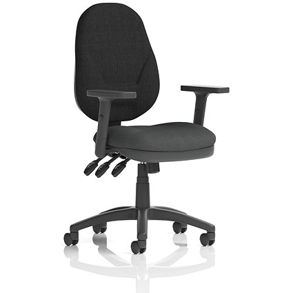 Eclipse Plus XL Black Back Lever Task Operator Chair, Height Adjustable Arms, Quest Mussel