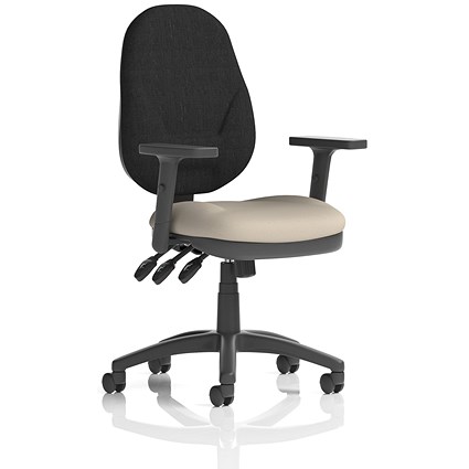 Eclipse Plus XL Black Back Lever Task Operator Chair, Height Adjustable Arms, Quest Salt