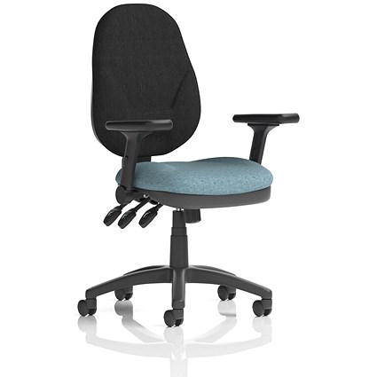 Eclipse Plus XL Black Back Lever Task Operator Chair, Folding Arms, Rivet Quench