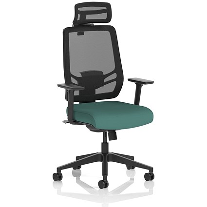 Ergo Twist Mesh Back Ergonomic Task Operator Office Chair With Headrest, Height Adjustable Arms, Quest Kelp