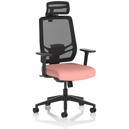 Ergo Twist Mesh Back Ergonomic Task Operator Office Chair With Headrest, Height Adjustable Arms, Quest Shrimp