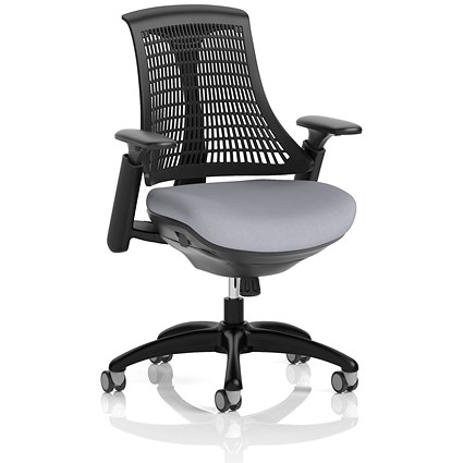 Flex Task Black Frame Black Back Operator Chair, Height Adjustable Arms, Quest Shell