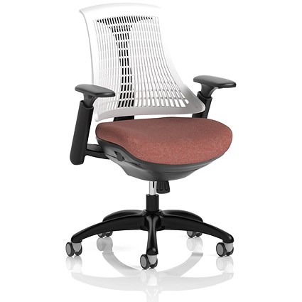 Flex Task Black Frame White Back Operator Chair, Height Adjustable Arms, Rivet Forge