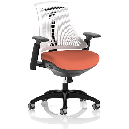 Flex Task Black Frame White Back Operator Chair, Height Adjustable Arms, Quest Crab