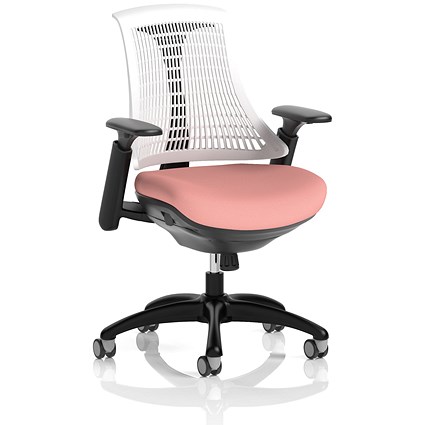 Flex Task Black Frame White Back Operator Chair, Height Adjustable Arms, Quest Shrimp