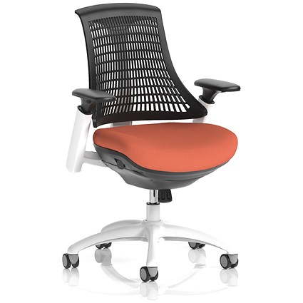 Flex Task White Frame Black Back Operator Chair, Height Adjustable Arms, Quest Crab
