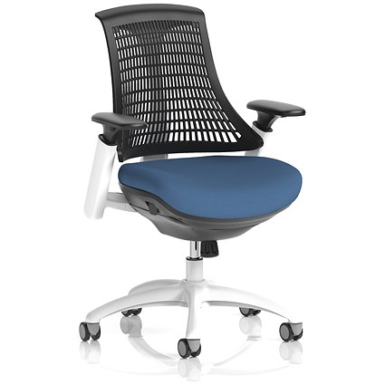 Flex Task White Frame Black Back Operator Chair, Height Adjustable Arms, Quest Limpet