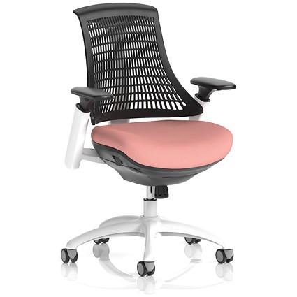 Flex Task White Frame Black Back Operator Chair, Height Adjustable Arms, Quest Shrimp