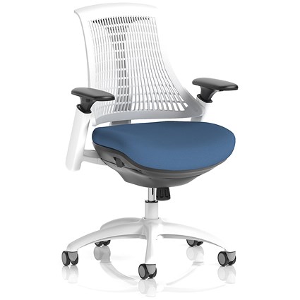 Flex Task White Frame White Back Operator Chair, Height Adjustable Arms, Quest Limpet