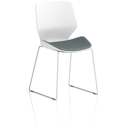 Florence Sled White Frame Visitor Chair, Rivet Tensile