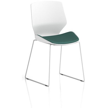 Florence Sled White Frame Visitor Chair, Quest Kelp