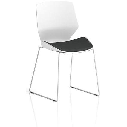 Florence Sled White Frame Visitor Chair, Quest Mussel