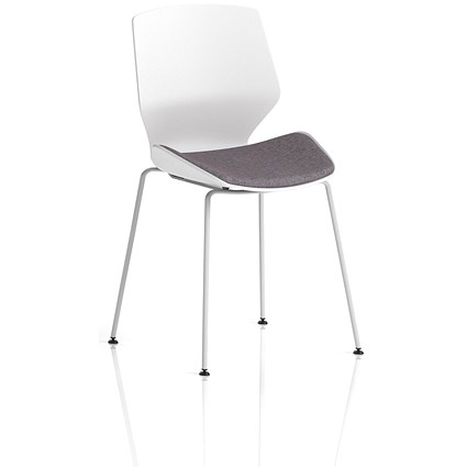 Florence White Frame Visitor Chair, Seat Rivet Fuse