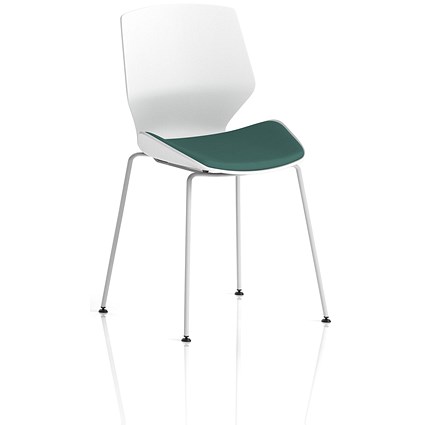 Florence White Frame Visitor Chair, Seat Quest Kelp