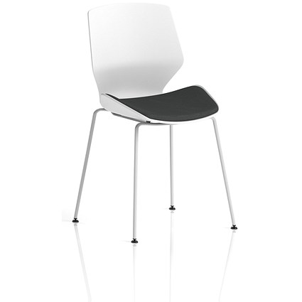 Florence White Frame Visitor Chair, Seat Quest Mussel