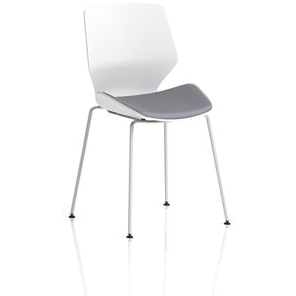 Florence White Frame Visitor Chair, Seat Quest Shell