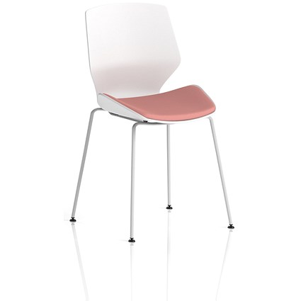Florence White Frame Visitor Chair, Seat Quest Shrimp