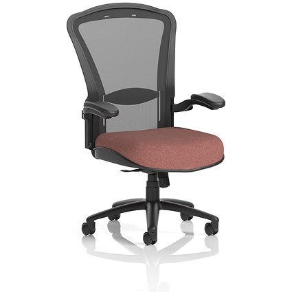 Houston Heavy Duty Mesh Back Task Operator Chair, Folding Arms, Rivet Forge