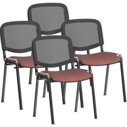 ISO Black Frame Mesh Back Stacking Chair, Rivet Forge, Pack of 4