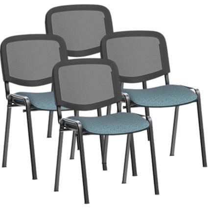 ISO Black Frame Mesh Back Stacking Chair, Rivet Quench, Pack of 4