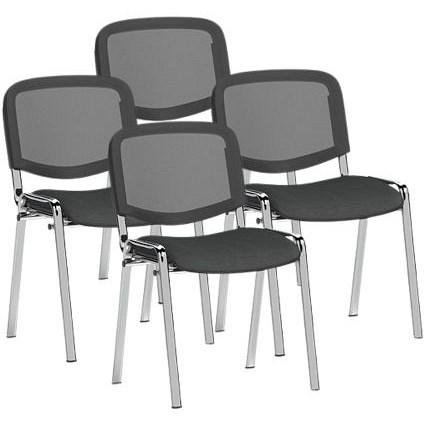 ISO Chrome Frame Mesh Back Stacking Chair, Quest Mussel, Pack of 4