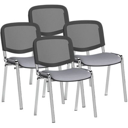 ISO Chrome Frame Mesh Back Stacking Chair, Quest Shell, Pack of 4