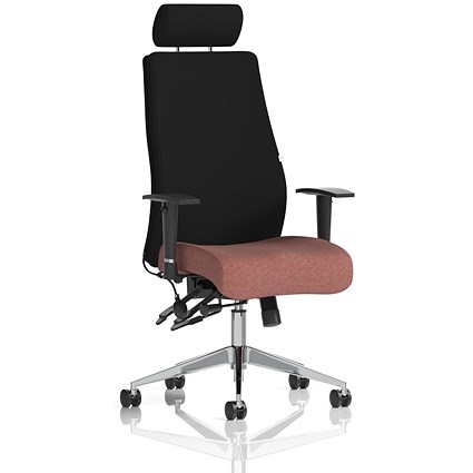 Onyx Ergo Black Back Posture Chair With Headrest, Height Adjustable Arms, Rivet Forge