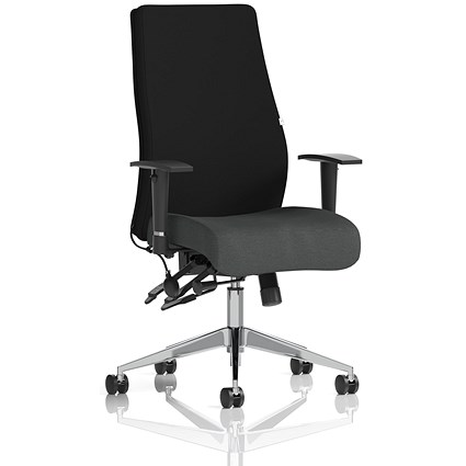 Onyx Ergo Black Back Posture Chair, Height Adjustable Arms, Quest Mussel