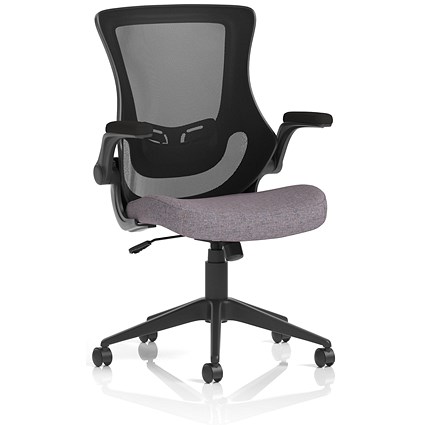 Orbit Black Mesh Back Chair, Folding Arms, Rivet Fuse