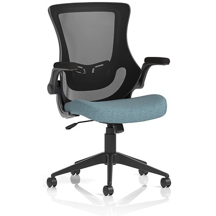 Orbit Black Mesh Back Chair, Folding Arms, Rivet Quench