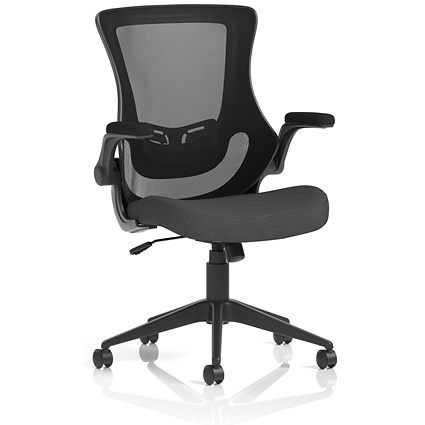 Orbit Black Mesh Back Chair, Folding Arms, Quest Mussel