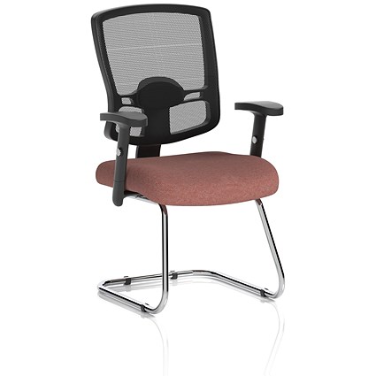 Portland Cantilever Mesh Back Visitor Chair, Height Adjustable Arms, Rivet Forge