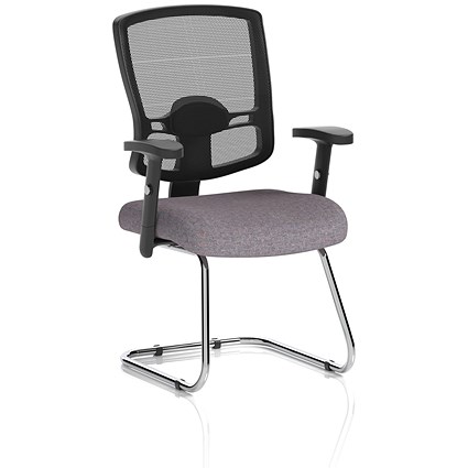 Portland Cantilever Mesh Back Visitor Chair, Height Adjustable Arms, Rivet Fuse