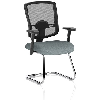 Portland Cantilever Mesh Back Visitor Chair, Height Adjustable Arms, Rivet Tensile