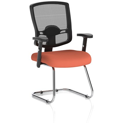 Portland Cantilever Mesh Back Visitor Chair, Height Adjustable Arms, Quest Crab