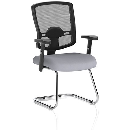 Portland Cantilever Mesh Back Visitor Chair, Height Adjustable Arms, Quest Shell