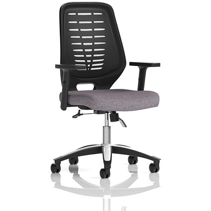 Relay Black Mesh Back Task Operator Chair, Height Adjustable Arms, Rivet Fuse
