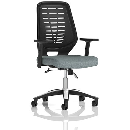Relay Black Mesh Back Task Operator Chair, Height Adjustable Arms, Rivet Tensile