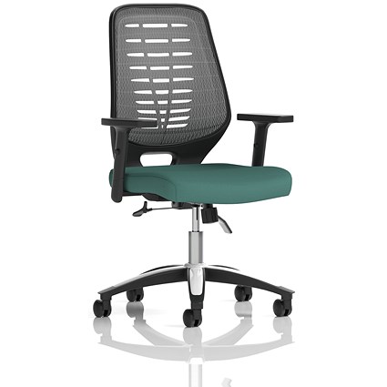 Relay Silver Mesh Back Task Operator Chair, Height Adjustable Arms, Quest Kelp