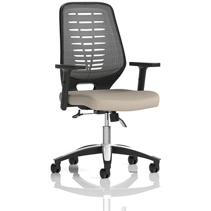 Relay Silver Mesh Back Task Operator Chair, Height Adjustable Arms, Quest Salt