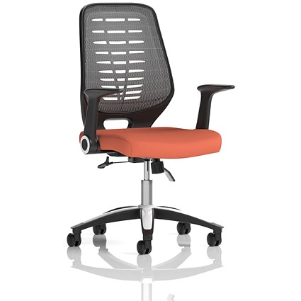 Relay Silver Mesh Back Task Operator Chair, Folding Arms, Quest Crab