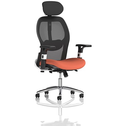 Sanderson II Mesh Back Chair With Headrest, Height Adjustable Arms, Quest Crab