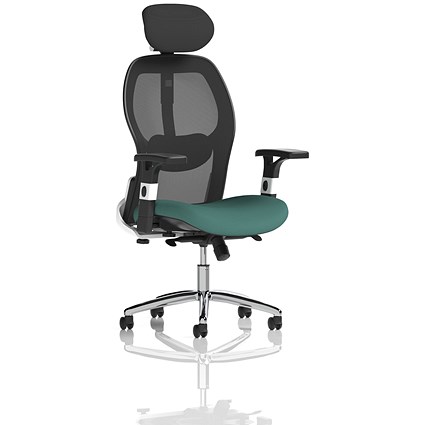 Sanderson II Mesh Back Chair With Headrest, Height Adjustable Arms, Quest Kelp