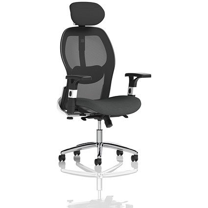Sanderson II Mesh Back Chair With Headrest, Height Adjustable Arms, Quest Mussel