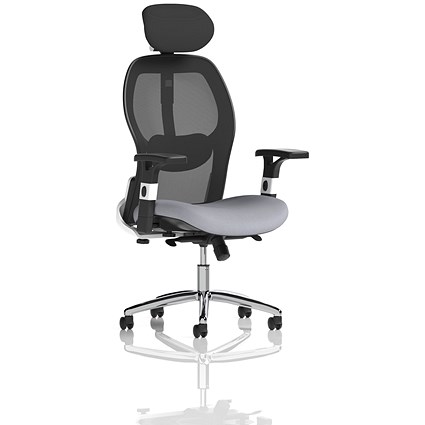 Sanderson II Mesh Back Chair With Headrest, Height Adjustable Arms, Quest Shell