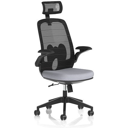 Sigma Executive Mesh Back Chair With Headrest, Folding Arms, Quest Shell