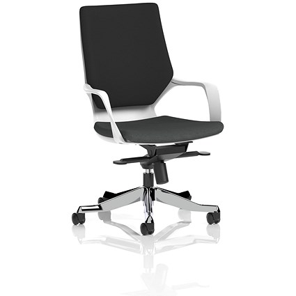 Xenon Executive Medium Black Back Chair, Fixed Height Arms, Quest Mussel